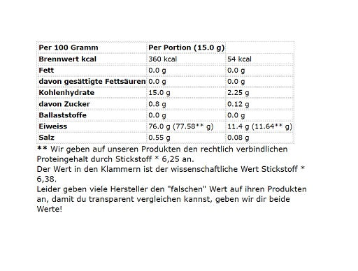 Sinob Kollagen Peptide Flex & Glow 300g - Nährwertangaben