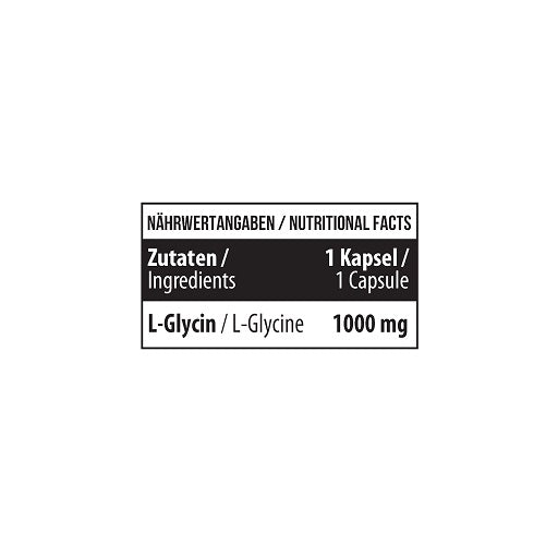 MST - Glycine 1000mg 60 Kapseln - Nährwertangaben