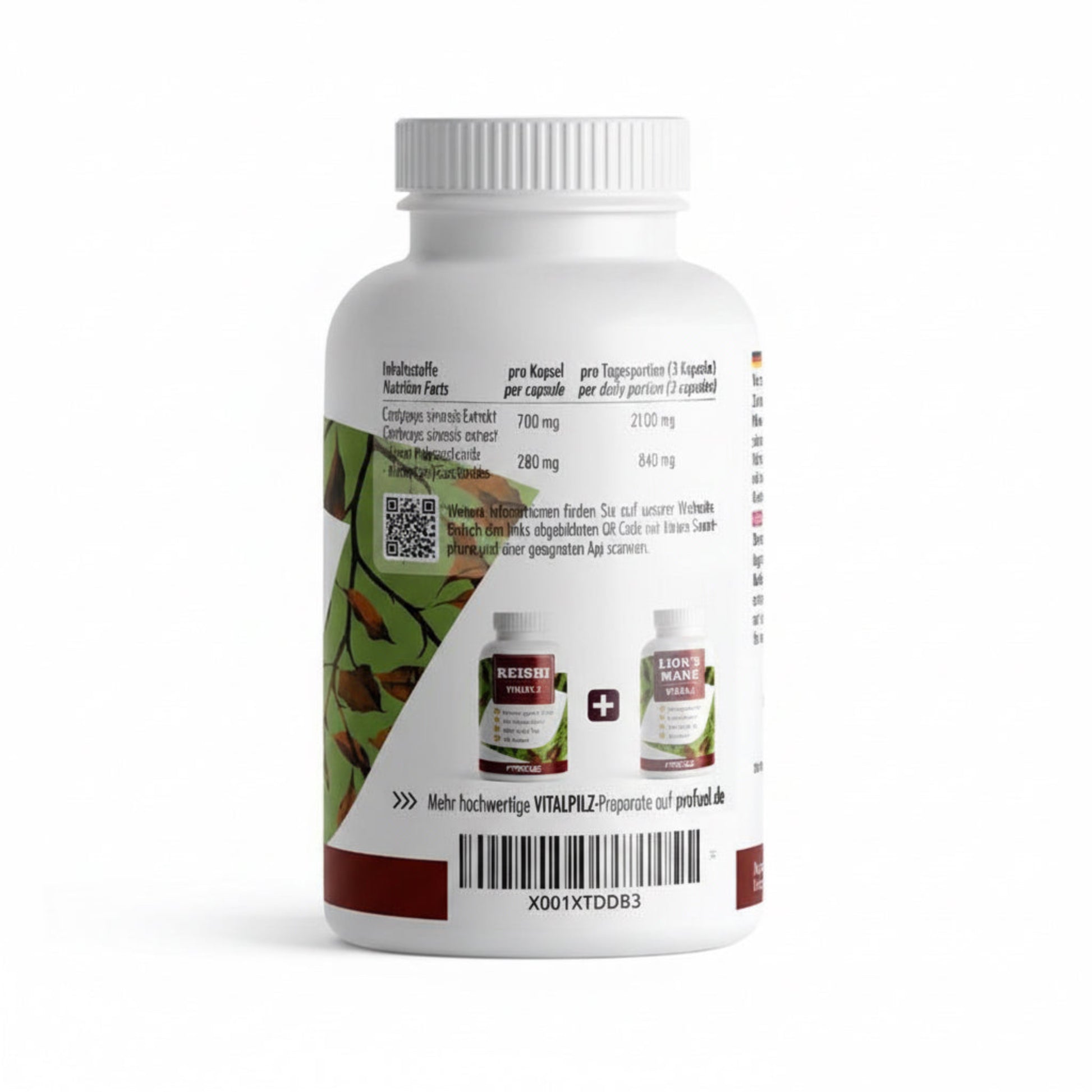 ProFuel CORDYCEPS Vitalpilz 180 Kapseln - Verpackungseinheit Inhaltsstoffe