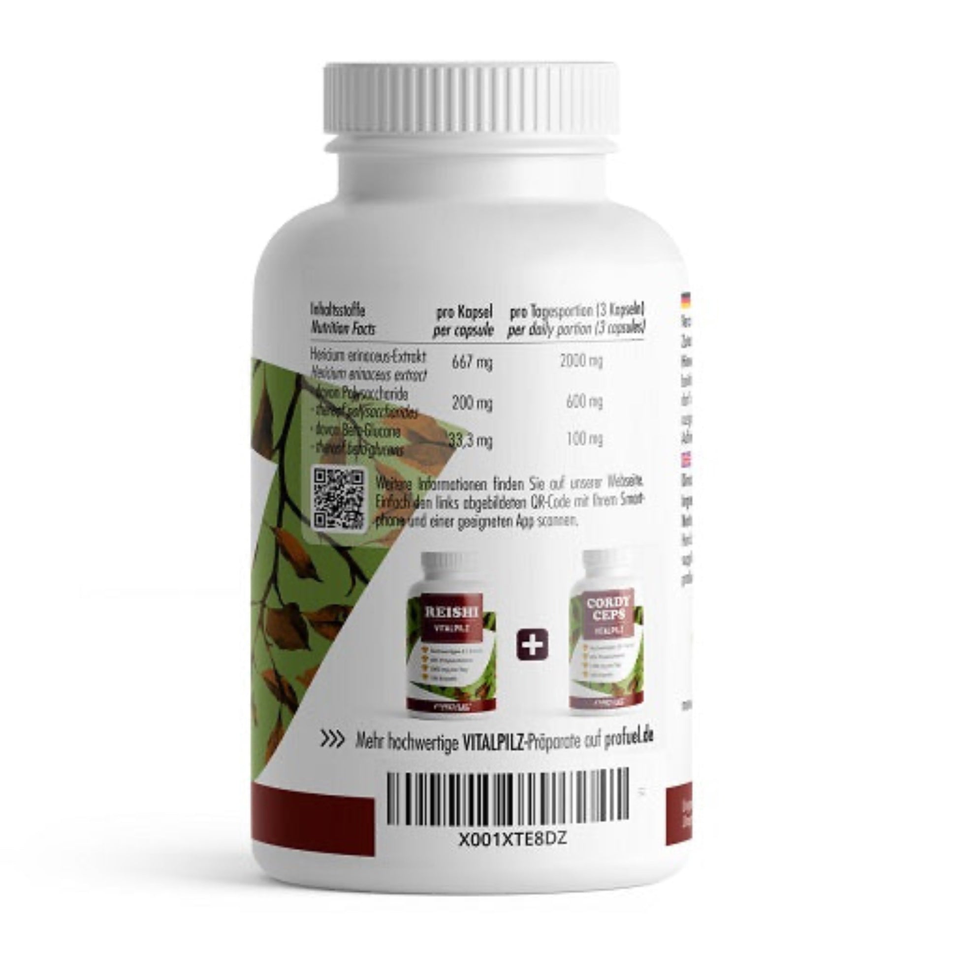 ProFuel Lion's Mane Vitalpilz 180 Kapseln - Verpackungseinheit Rückseite