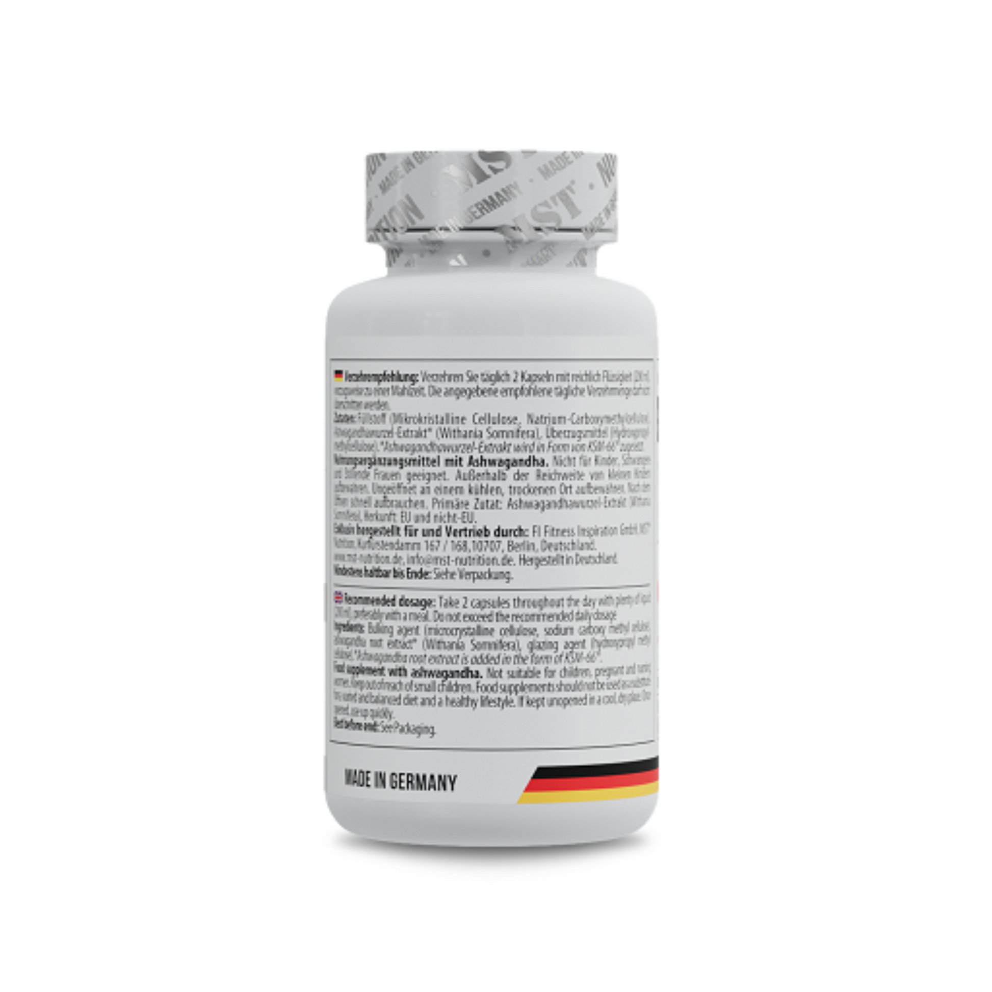 MST - Ashwagandha KSM 66® - 60 Caps - Verpackungseinheit Verzehrempfehlung