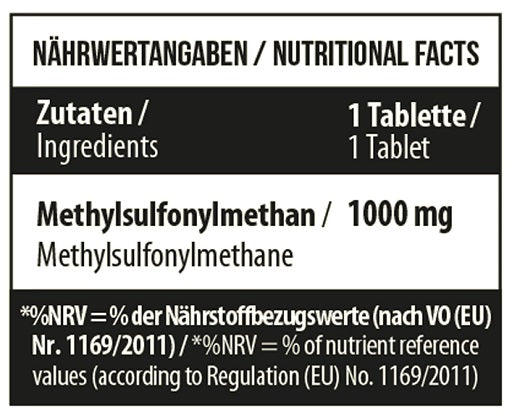 MST - MSM 1000 / 90Tabl. - Nährwertangaben