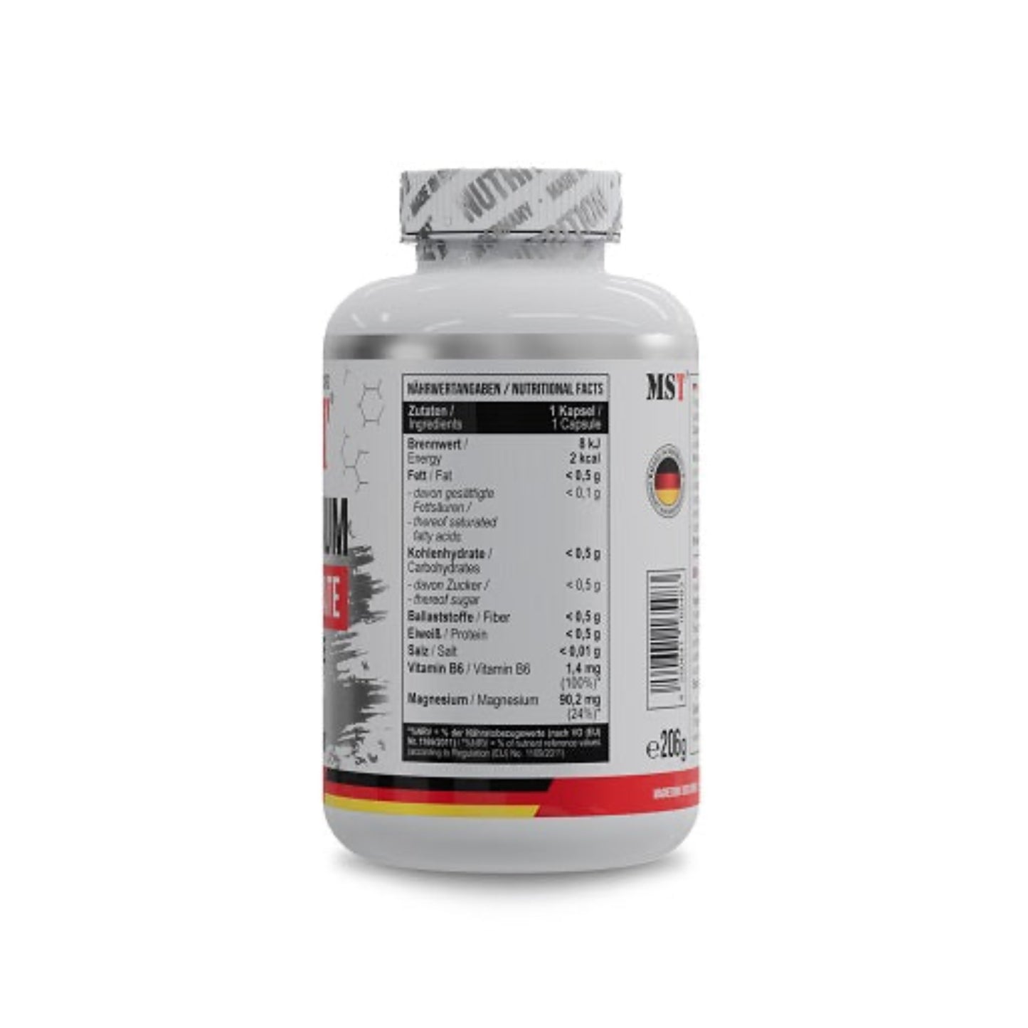 MST - Magnesium Bisglycinat + Chelate 240 Kapseln - Verpackungseinheit Nährwertangaben