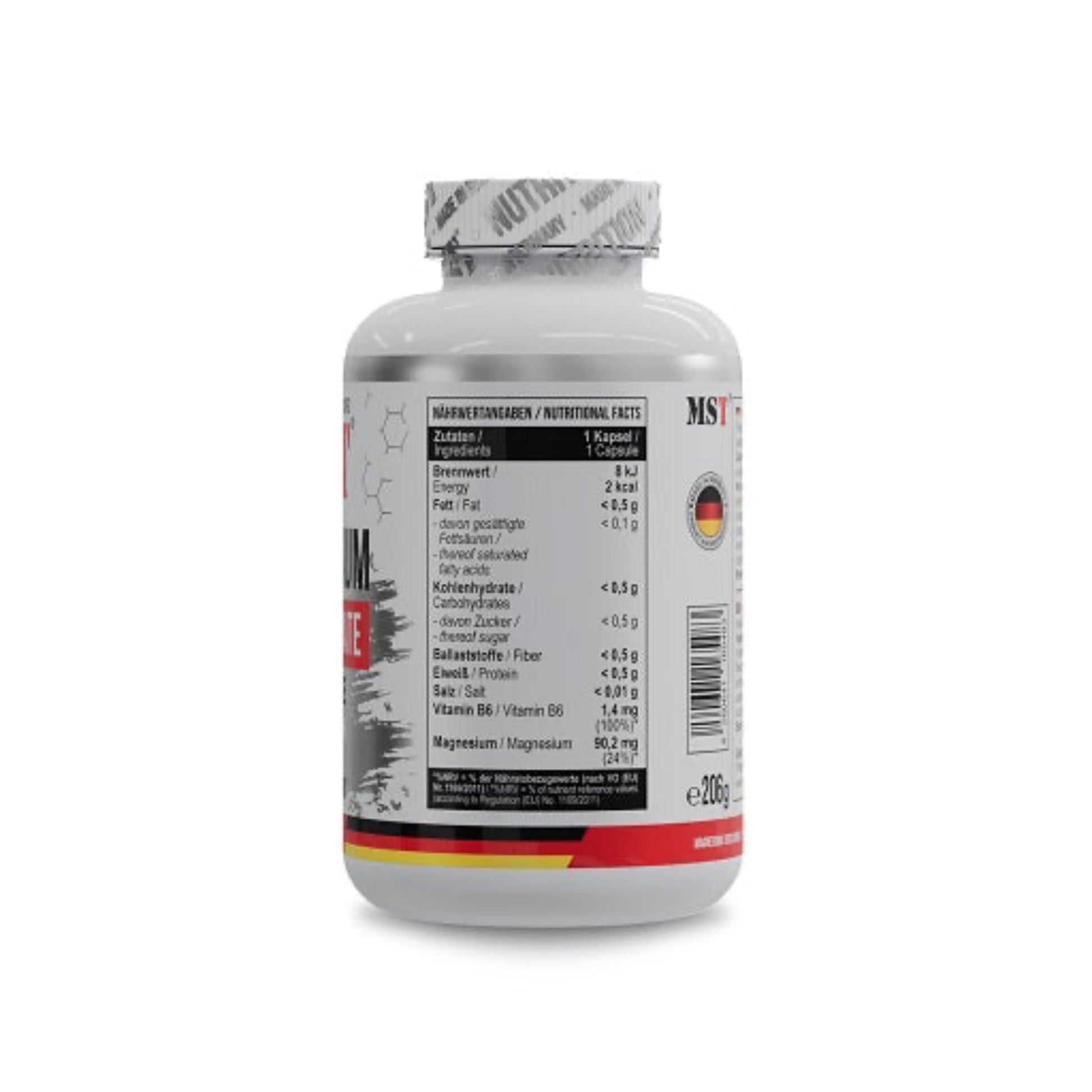 MST - Magnesium Bisglycinat + Chelate 240 Kapseln - Verpackungseinheit Nährwertangaben