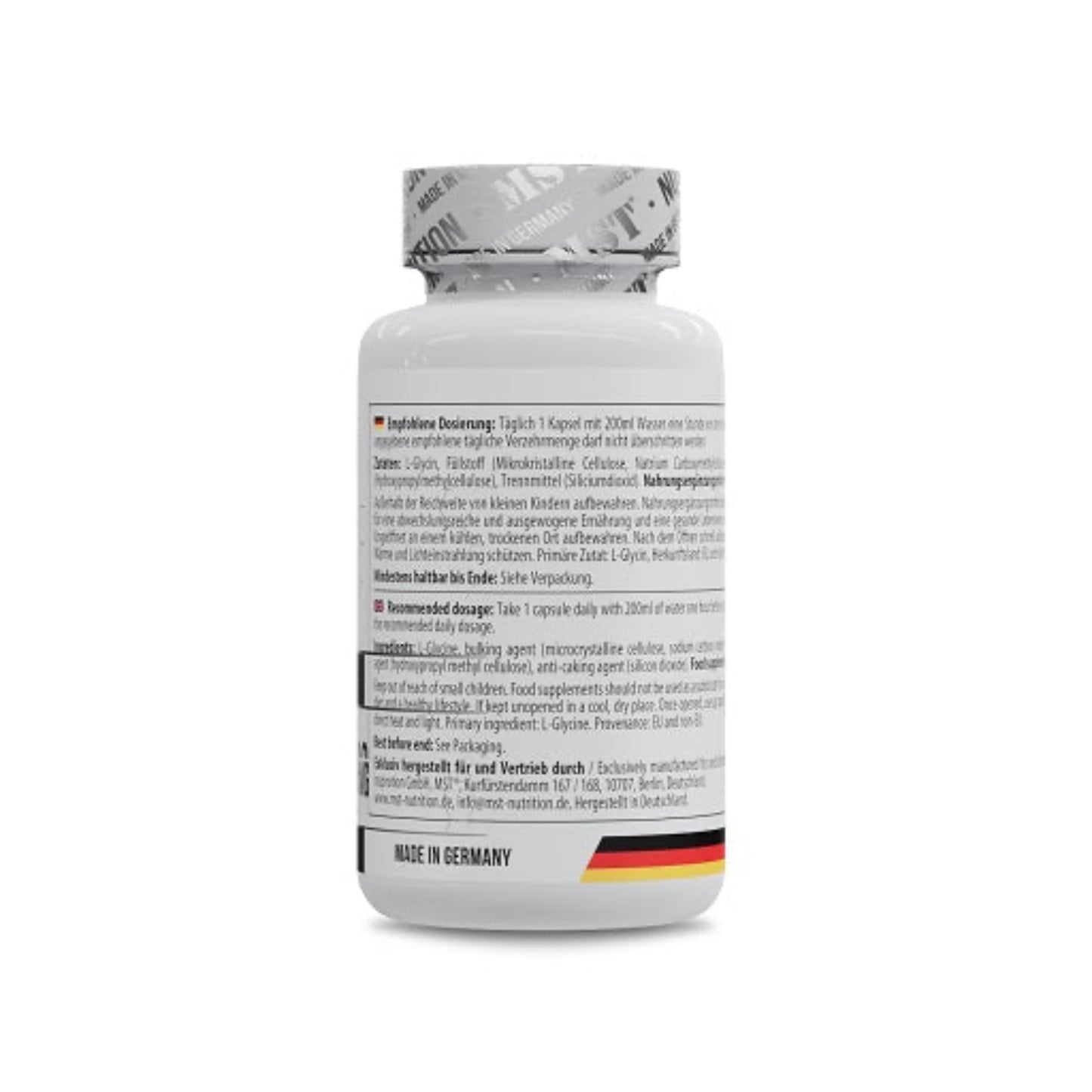 MST - Glycine 1000mg 60 Kapseln - Verpackungseinheit Dosierung
