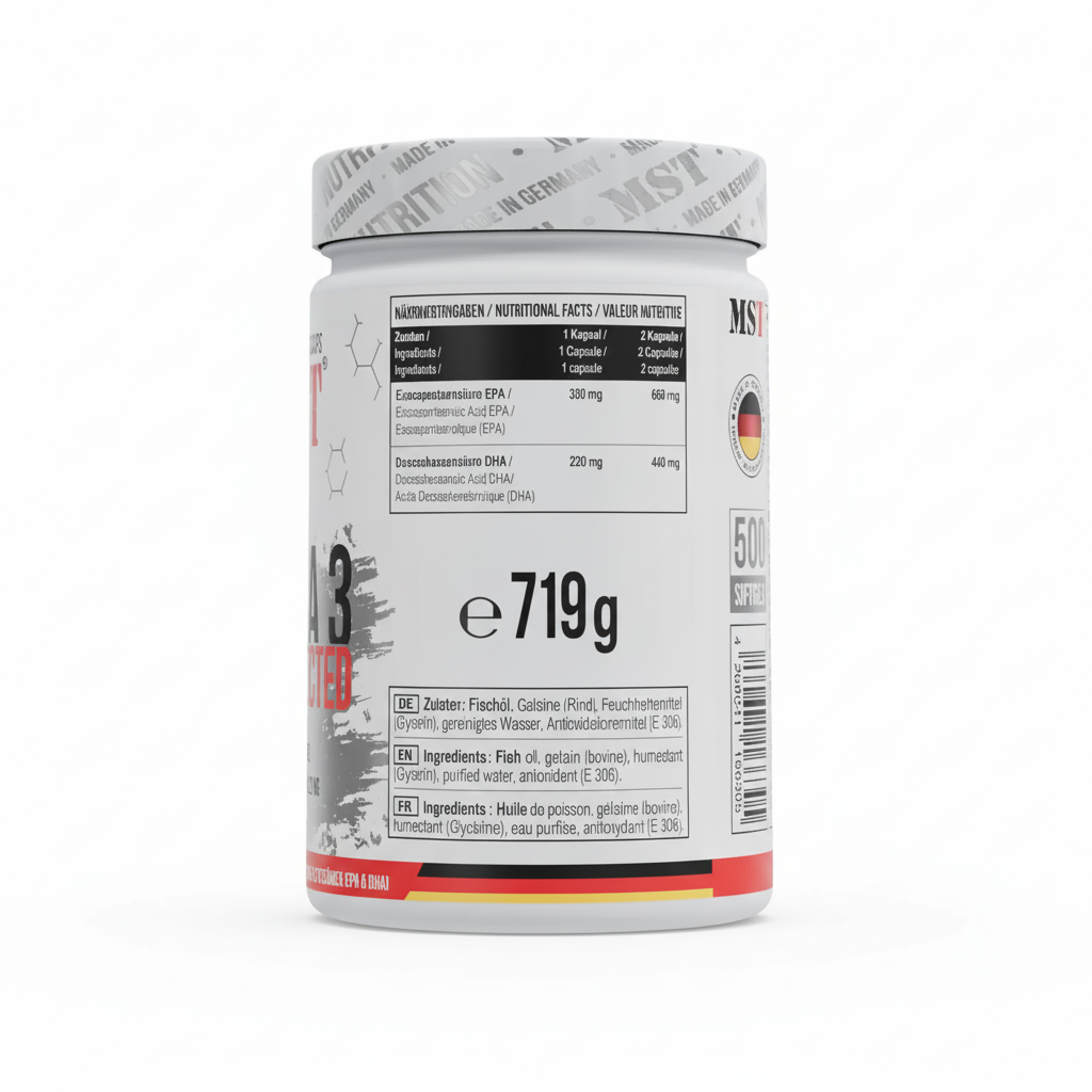 MST - Omega 3 Selected 500 Kapseln - Verpackungseinheit - Nährwertangaben