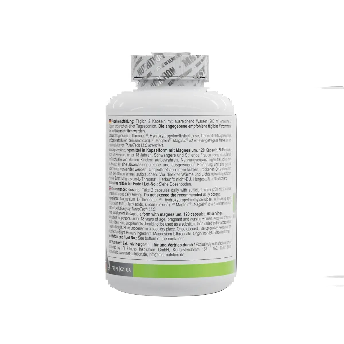 MST - Magnesium L-Threonate Magtein® 1000mg - 120 Kapseln - Dosierung
