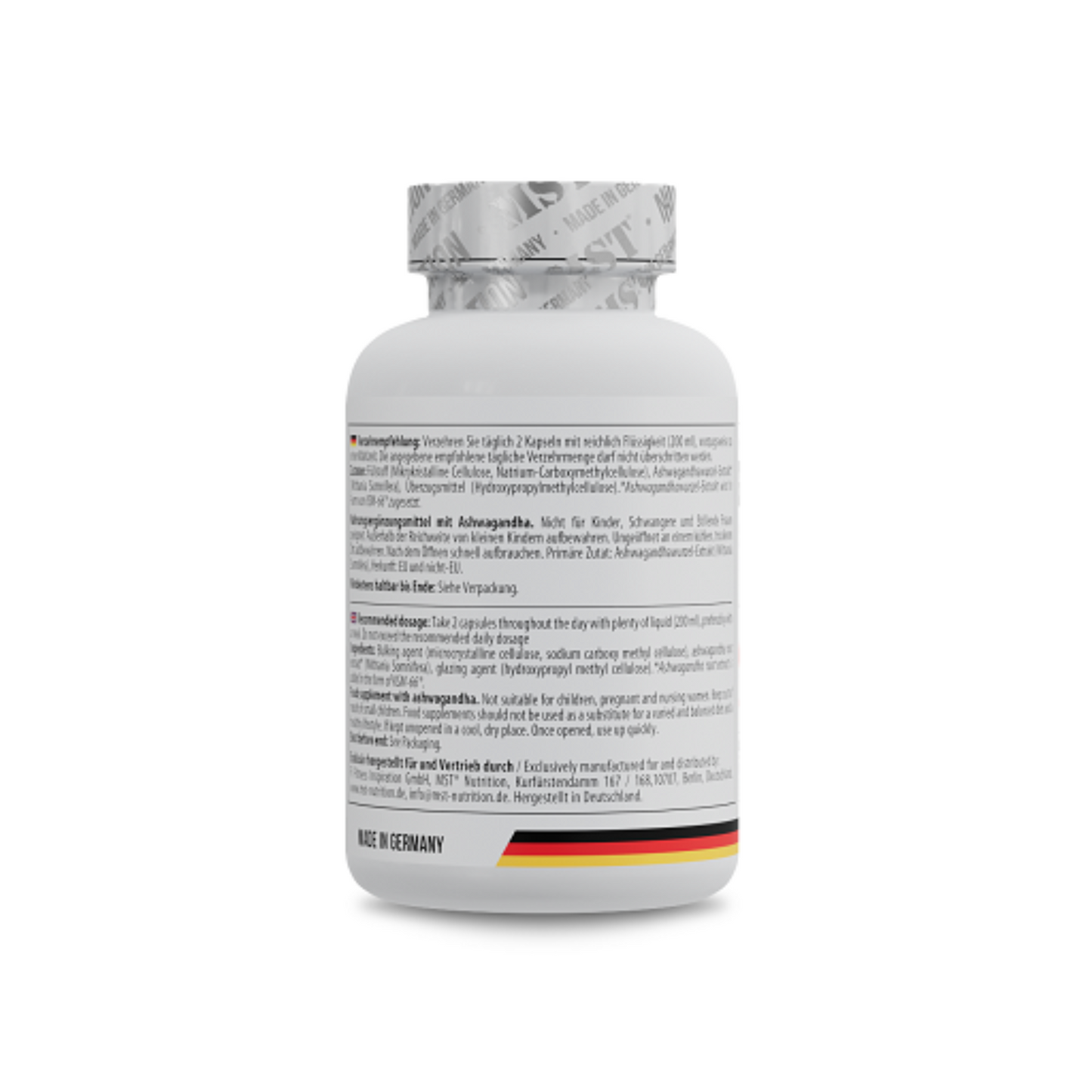 MST - Ashwagandha KSM 66® - 120 Caps - Verpackungseinheit Rückseite