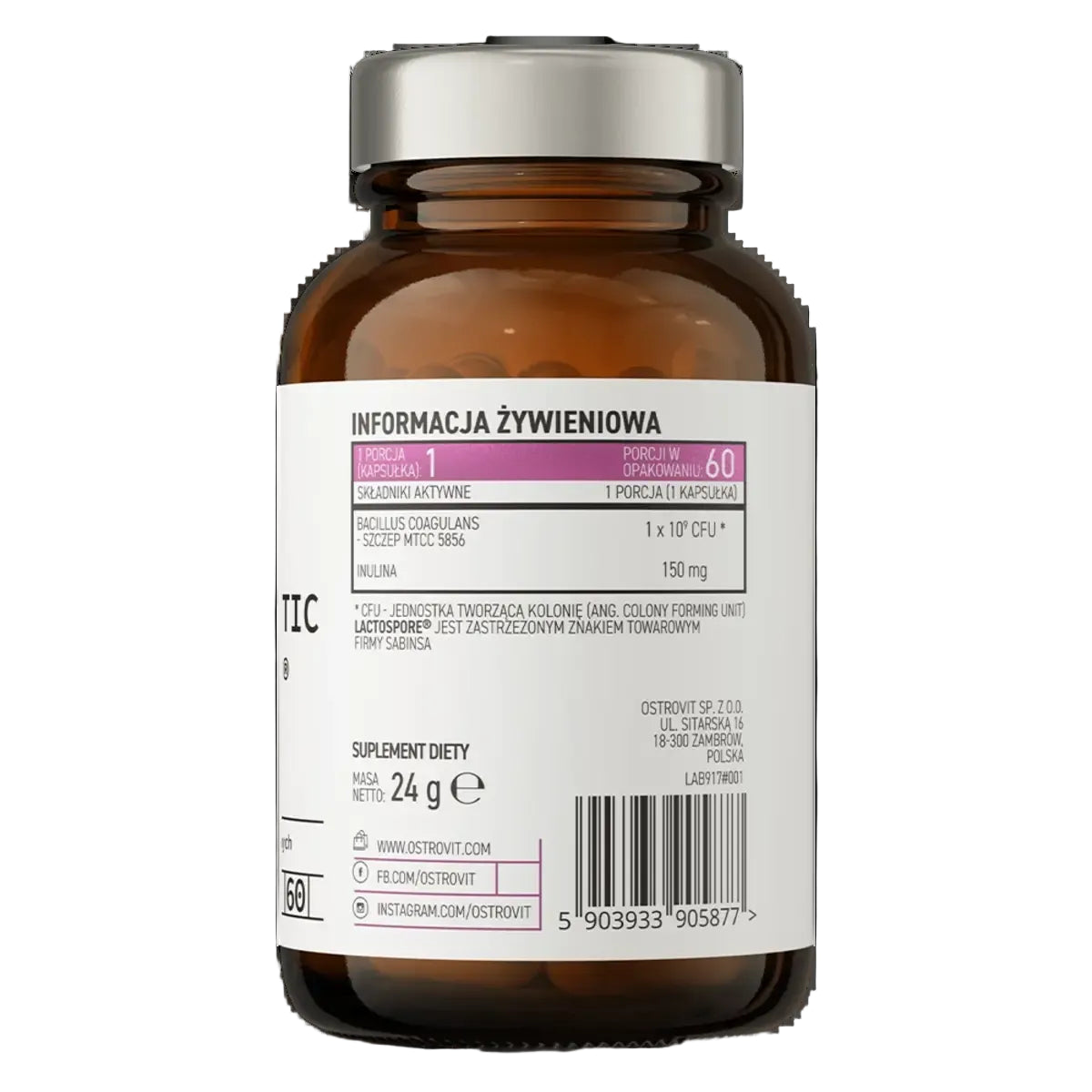 Ostrovit Pharma PRO-60 BIOTIC LactoSpore® 60 Kapseln - Inhaltsstoffe