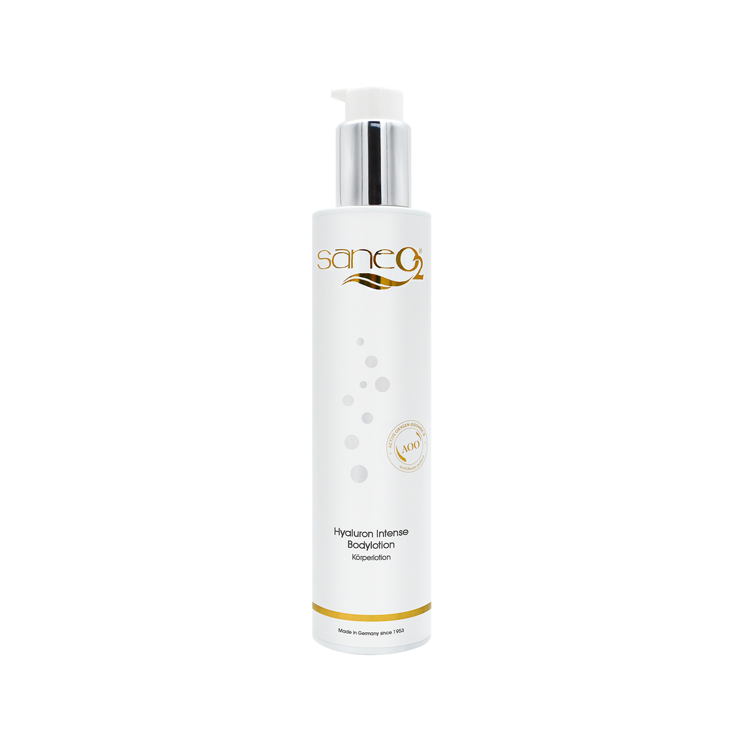 SaneO2 Hyaluron Intense Bodylotion – 200 ml feuchtigkeitsspendende Körperlotion mit Hyaluronsäure, Mandelöl und Sonnenblumenöl