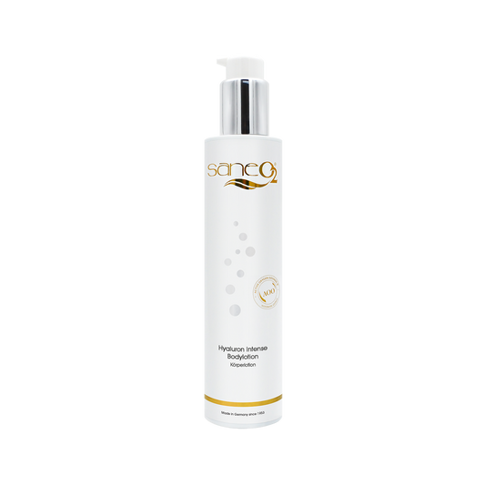 SaneO2 Hyaluron Intense Bodylotion – 200 ml feuchtigkeitsspendende Körperlotion mit Hyaluronsäure, Mandelöl und Sonnenblumenöl