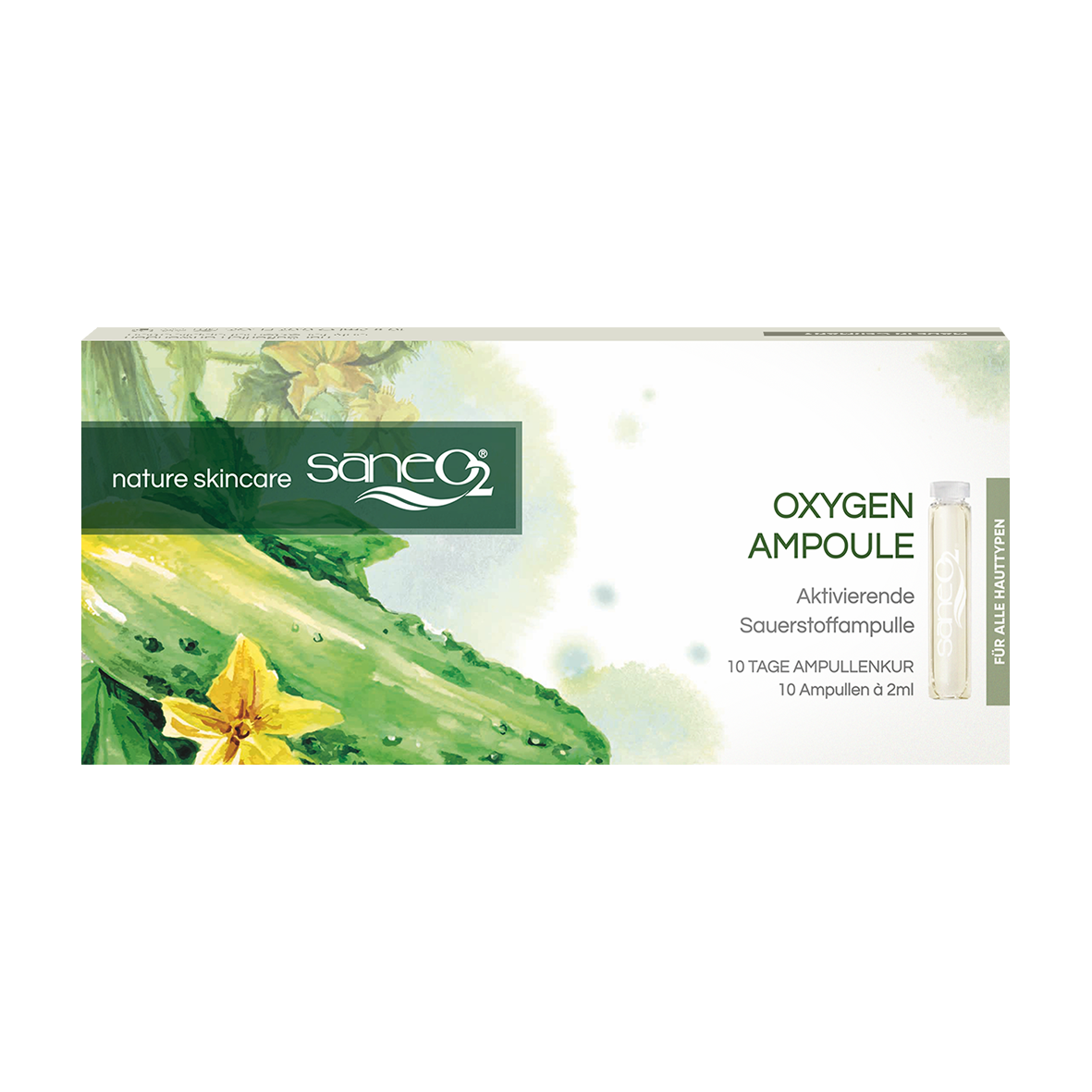 SaneO2 Oxygen Ampullenkur 10 x 2 ml – Hochkonzentrierte Wirkstoffpflege für die Haut