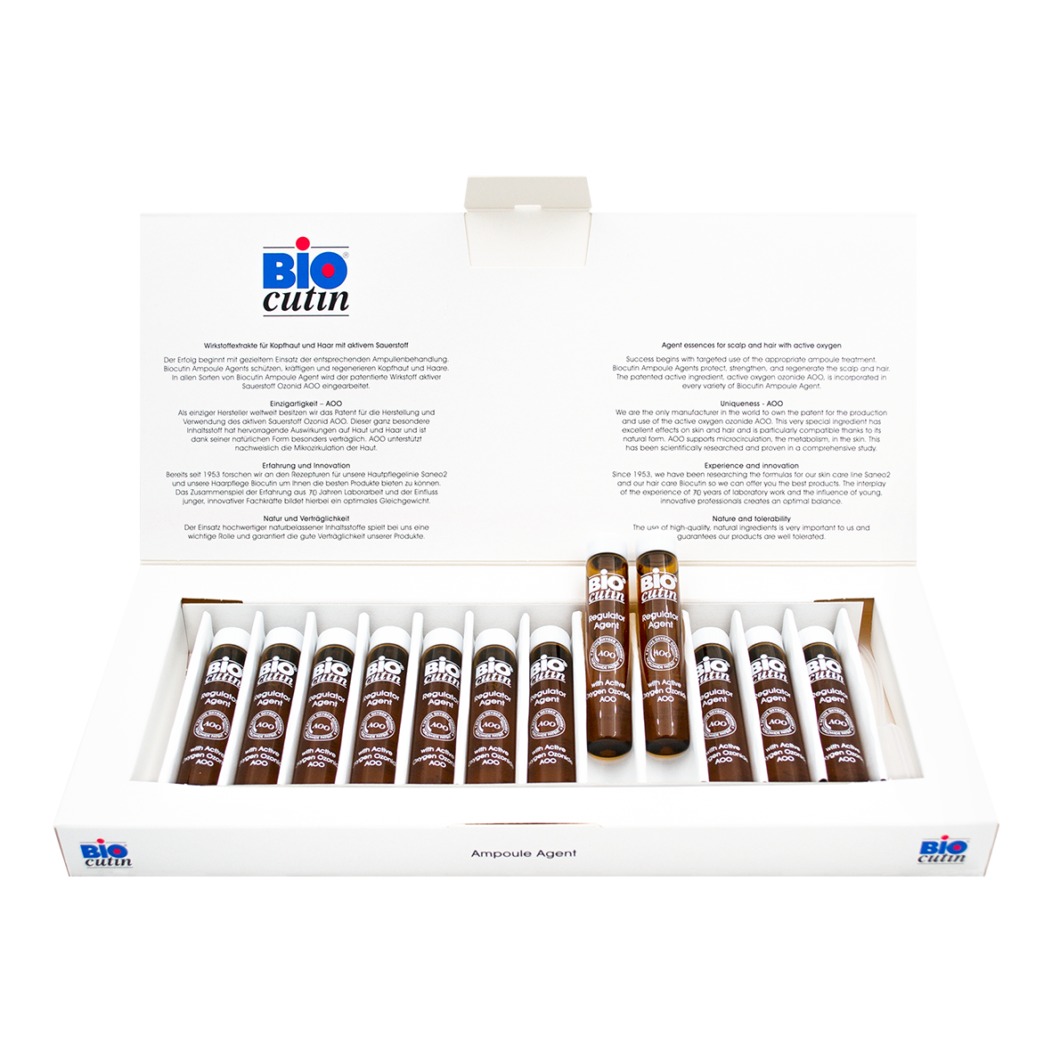 Biocutin® Regulator Agent 12x10 ml – Anti-Haarausfall Ampullen mit AOO und Keratin für gesunden Haarwuchs